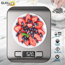 디지털 주방 저울 5kg10kg 식품 다기능 304 스테인레스 스틸 밸런스 lcd 디스플레이 측정 그램 온스 요리 베이킹, 검은색과 흰색 sp, 10kg