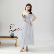 셀프웨딩드레스 신부들러리 예복 롱타입 2021봄여름 자매단 롱스커트 그레이 졸업 사회 합창 공연복