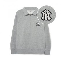 MLB 엠엘비 베이직 미디움로고 반집업 오버핏 맨투맨 NY (Melange Grey)