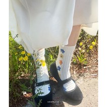봄 무봉제 심리스 라인 플라워 데일리 양말 삭스 대학생 나들이