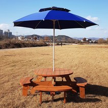 [테이블짱] (도색제품) 조립식 8인용 원형 방부목 테이블 단품과 세트 원형테이블, AA_5)원형_방부목_도토리색 단품