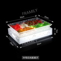 아이스 패턴 과일 LED 플레이트 바 아크릴 사각 디저트 트레이, M 화이트
