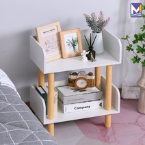 MCOMPANY 미니 사이드 테이블 긴 서랍장 협탁 침대 옆 침실 거실 쇼파 책상 북유럽 유럽풍 선반 엔틱 모던 수납장 와이드 보조 간이 2단 원목 화이트 거실장 인테리어 S190, 가정용 선반(높이50cm)