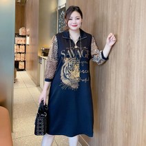 빅사이즈 여성 의류 느슨한 슬리밍 드레스 중년여성 원피스 정장 하객룩