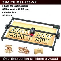 금속 각인기 레이저커팅기 Zbaitu 레이저 조각 81x46cm80x80cm 다이오드 우드 라우터 조각 및 절단기 내장 에어 어시스트, m81-f20-vf-20w