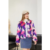 여우털조끼 폭스퍼자켓 폭스베스트 모피베스트 인조 플러스 사이즈 다채로운 위장 모조 코트