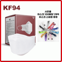 비엠티지스타 KF94 황사방역 마스크 100매 화이트 대형, 퍼플