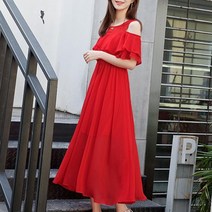 Happy shopping 원피스 리조트룩 숄더리스 쉬폰 원피스 2 Npjx2i