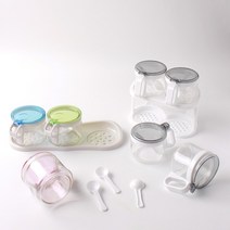 투명한 양념통 세트 3p 4p 글라스 원터치 조미료 소금 설탕 분말통 5g 계량스푼, 02 글라스 4P 양념통
