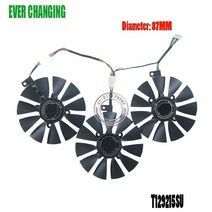새로운 87mm everflow t129215su dc 12v 0.50amp 4pin 4 와이어 냉각 팬 asus gtx980ti r9 390x 390 gtx1070 그래픽 카드, 세트