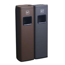 철제쓰레기통 사무용 야외 실내 스텐 휴지통 재털이, 숏스타일 - 브라운(재떨이+쓰레기통)