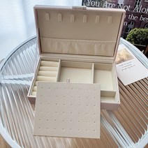 빈티지 디자인 주얼리 수납 케이스 보석함 악세사리 보관함 정리함 포인트수납 인테리어, Q. 오프 화이트 가죽 쥬얼리 박스