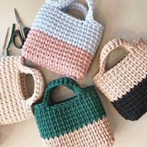 [DIY]마니모바스켓 귀엽고 심플한 패브릭얀 코바늘가방뜨기 패키지(코바늘포함), m27-크림블루, 배송요청사항에 기입해주세요^^