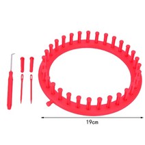 베짜기 베틀 직조 위빙 틀 직조기 손뜨개 위빙 옷감 뜨게 키트 round knitter looms diy tool kit plastic round circle creative, 빨간색