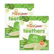 해피베이비 유기농 티더스 48g, 완두콩 & 시금치(Pea & Spinach), 2개