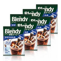 AGF 블랜디 포션 커피 저당 6봉 세트 / 일본 액상 캡슐 커피 블렌디 Blendy, 18g, 6개입, 6개