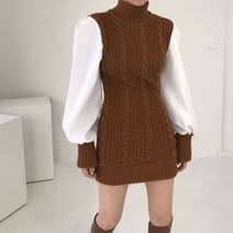 디애이치 콜라보매치 니트 원피스 3color