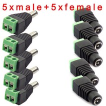 1 pcs 12 v dc 남성 여성 플러그 cctv 카메라 5.5x2.1mm dc 전원 케이블 여성 커넥터 어댑터 잭 연결 led 스트립 빛, [05] 5x male and 5xfemale