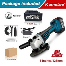 슬라이딩각도절단기 멀티커터기 고속절단기 KamoleeM14 125MM 5 인치 18500RPM 브러시리스 무선 앵글 그라인더 4 단 절단 마끼다 18V 배터리와 호환 가능, One Battery Carton+125mm US