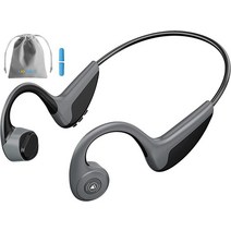 Bone Conduction 헤드phones - Bluetooth Comfortable Wireless Open Ear with Microphone Sweatproof Runnin, Grey Black