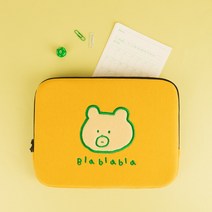 올뉴프레임 자수 노트북 파우치 블라블라베어, 옐로우
