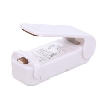 실링기 Portable Mini Plastic Sealing Machine Food Bag Heat Sealer Handy Sticker Seal for Snack Kitchen, [01] white