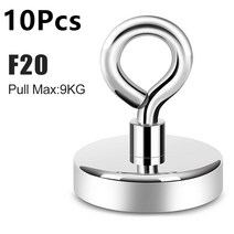 10Pcs 희토류 카운터 싱크 구멍이있는 강력한 마그네틱 후크 볼트 슈퍼 강한 자석 네오디뮴 포트 낚시 자석 검색 자, 10Pcs F20