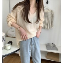 드레스허그 헤린 브이넥 오버핏 니트