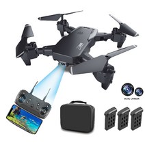 최신 UAV 드론 S60 4K 듀얼카메라 폴딩 드론, 블랙