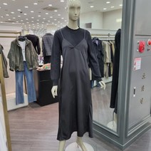 니트 레이어드 슬립 롱 원피스 (SAKO07141 블랙 카멜)