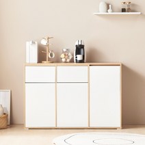 리지 1200 수납장 거실 주방 정수기다이 홈카페 탕비실 베란다 다용도 정리, 오크화이트