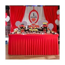 Htper 블랙 스판덱스 테이블 커버 4팩 1 8m(6피트) 직사각형 테이블용 주름 방지 장착 테이블보 스트레치 식탁보 파티 결혼식 생일 연회 베이비 샤워용 스커트 포함 미국직송, 6FT(1pack), Red_new