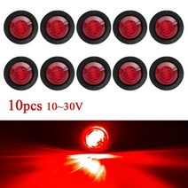 자동차 캐러밴 트럭 트레일러 사이드 마커 조명 볼보 부품용 LED 밴 버스 클리어런스 라이트 DRL 12 V 24 3D 3/4 인치, Red 10PCS