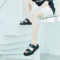 [천삼백케이] [비에스큐티바이클래시] WS312 코사무이 더블스트랩 슬리퍼 우먼 모노블랙