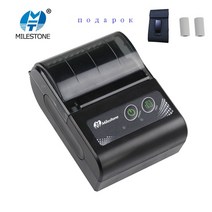 바코드스캐너 바코드리더기 QR코드스캔 Milestone Portable Thermal Printer Bluetooth Receipt Bill 58mm 2 Inch Mini Wir, [01] printer case paper, [03] EU