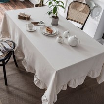 무드감성 화이트 프릴 식탁보 테이블보 TB005W, 90×90