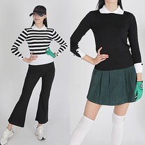 투엘라웨어 루비 카라 여성 골프 니트 블랙 스트라이프 2color