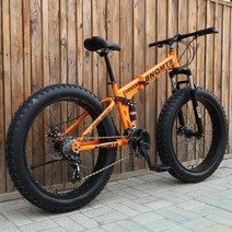 오프로드 산악 풀샥 자전거 팻바이크 mtb 풀샥 광폭 타이어 바이크, 30단, 24인치, 접이식 이중 충격 흡수 화이트 블루