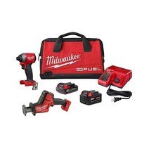 Milwaukee M18 FUEL 18볼트 리튬 이온 브러시리스 무선 HACKZALL 왕복 톱 및 임팩트 드라이버 콤보 키트(2도구)