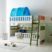 이홈데코 페페 어린이 원목 서랍형 2층침대 (압축견면 매트리스 포함), 워시삼색