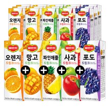 델몬트 드링크팩 40팩(190ml) 오렌지8 사과8 망고8 포도8 파인애플8, 190ml, 1세트
