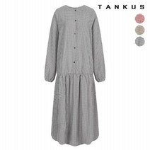 탱커스 여성 깅엄 체크 오버핏 롱 원피스