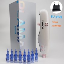 피부마사지기 플라맥스 하이드라 더마 펜 물 메조테라피 마이크로 니들링 자동 무선 메조건 페이셜 스, 01 EU 10 cartridge