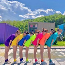무지개티 맞춤티 가족여행 단체복 우정 커플 시밀러룩 박시 형광 5634320583
