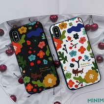 [바보사랑] [호환용]wasak 꽃과초코냥 카드케이스, 기종선택:아이폰7 / 디자인선택:화이트, 상세 설명 참조