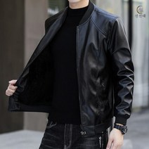 셀럽당 가을 겨울 슬림핏 남성 가죽 재킷 야구 점퍼 기모 라이더 코트