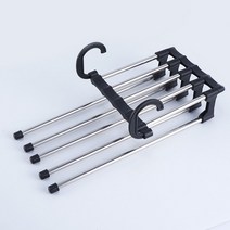 5 in 1 바지 선반 옷걸이 다기능 옷장 수납 StainlessSteel Magic Trouser Hanger, [01] Black