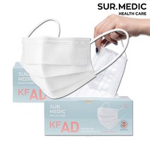 써메딕헬스케어 KF-AD 비말차단 마스크 50매입 x2박스 100매 사각평판/화이트, 2개, 50개, 화이트