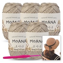[니뜨] 모아나실(40g)x5볼+모사용코바늘 6/0호+모아나 리본햇 도안, 103_베이지