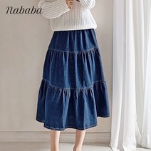 나바바 NS131 캉캉 편안한 밴딩 데님 스커트